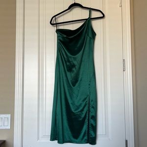 Dark Green One Shoulder Dress